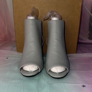 Gray Peep-Toe Ankle Boots